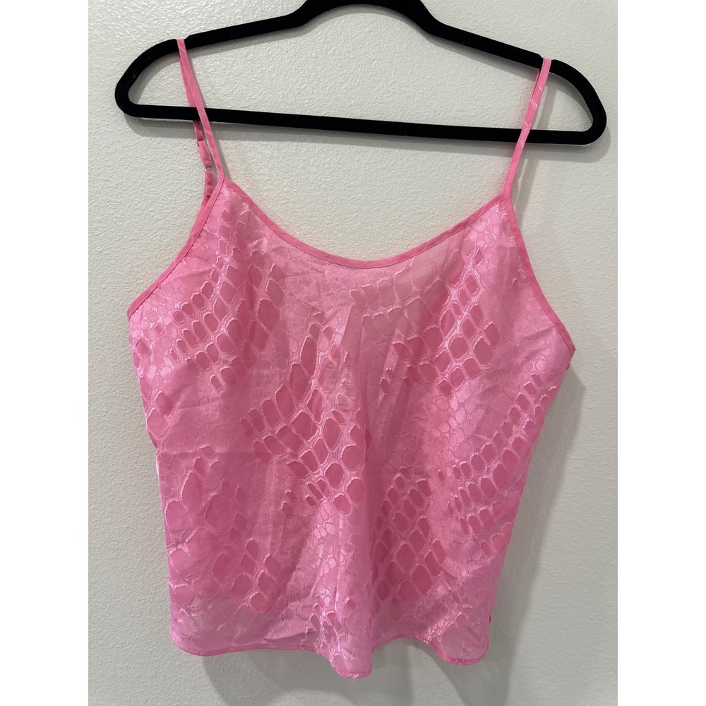 Secret Treasures Pink Burnout Snakeskin Camisole Top Side Button Detail Medium